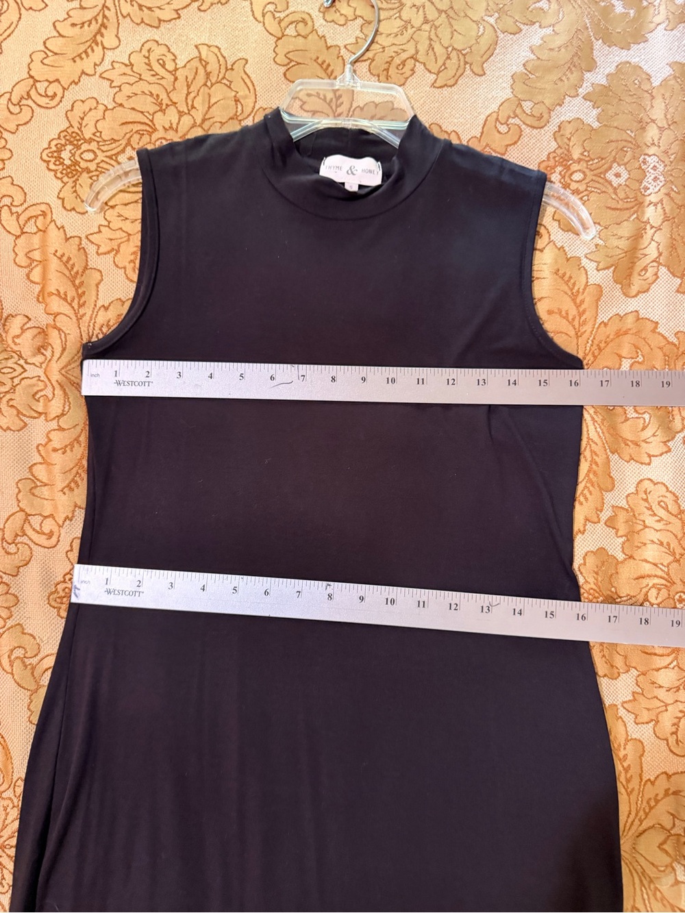Thyme & Honey Black Mock Neck Mdi Stretch Knit Sheath Dress, Sleeveless, Sz S - Picture 12 of 15